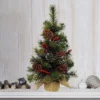 Small Pine Cone & Berries Christmas Tree With Hessian Base, Tabletop Artificial Pine Mini Christmas Tree 45cm/1.5ft