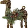 Standing Twig Reindeer Ornament With Pinecones, Berries & Faux Greenery - Home Festive Christmas Decoration - H56 X W33 X D14cm