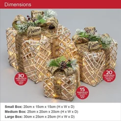Outlet Christmas Decor Store -Outlet Christmas Decor Store the christmas workshop 70289 set of 3 light up christmas boxes with 45 led s brown bow5025301702892 02c MP