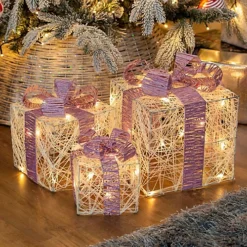 The Christmas Workshop 70839 Set Of 3 Light-Up Christmas Boxes With 65 LED's & Pink Bow -Outlet Christmas Decor Store the christmas workshop 70839 set of 3 light up christmas boxes with 65 led s pink bow5025301708399 04c MP