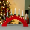 The Christmas Workshop 71179 Red Arched Wooden Candle Bridge With Candle Holders