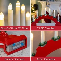 The Christmas Workshop 71189 Red Arched Wooden Candle Bridge -Outlet Christmas Decor Store the christmas workshop 71189 red arched wooden candle bridge5025301711894 03c MP