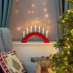 The Christmas Workshop 71189 Red Arched Wooden Candle Bridge -Outlet Christmas Decor Store the christmas workshop 71189 red arched wooden candle bridge5025301711894 04c MP