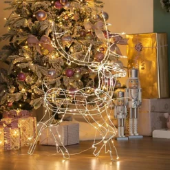 The Christmas Workshop Light-Up Prancing Reindeer / Outdoor Decoration With 110 Warm White LED Lights -Outlet Christmas Decor Store the christmas workshop light up prancing reindeer outdoor decoration with 110 warm white led lights5025301714192 04c MP